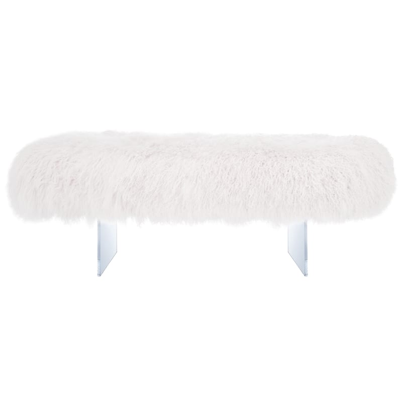 SAFAVIEH Couture Gaetane Sheepskin Ottoman - White