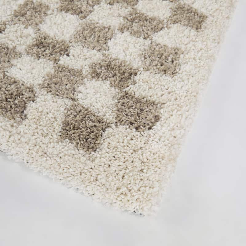 Covey Plush Checkered Thick Shag Area Rug