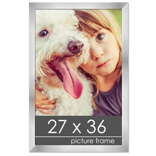 27x36 Frame Silver Pewter Wood Picture Frame with UV Acrylic, Foam ...