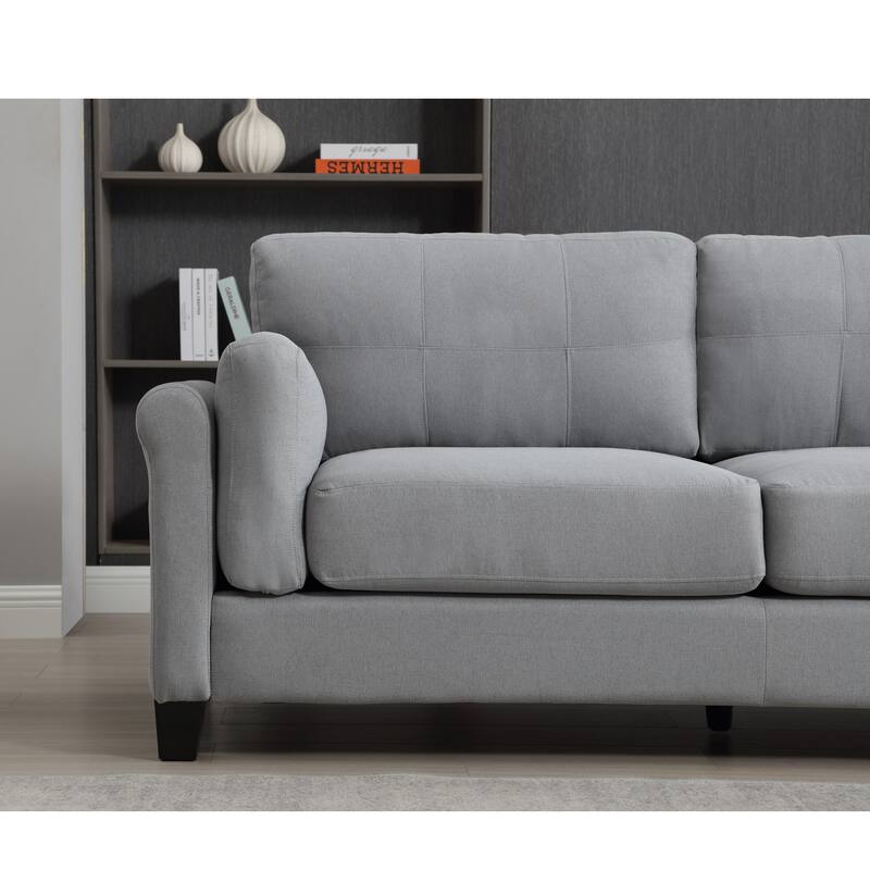 Oversized Modern 3-seat Gray Fabric Sofa with USB Charger