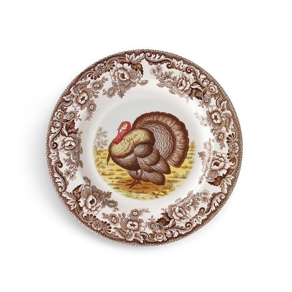 slide 2 of 3, Spode Woodland Soup Bowl Set of 4 with Turkey Motif - 9 inch 9 inch