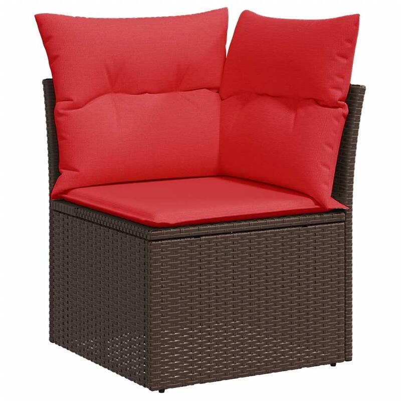 vidaXL 6 Piece Patio Sofa Set with Cushions Brown Poly Rattan - 24.4 x 24.4 x 27.2 (W x D x H)