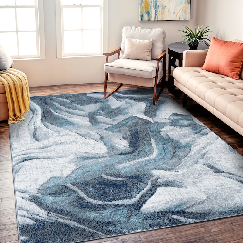 World Rug Gallery Abstract Wave Contemporary Area Rug - 7' 10" x 10' - Rectangle