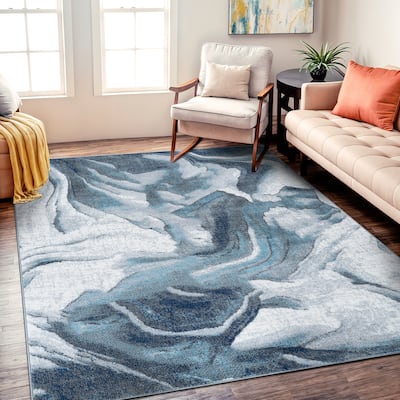 World Rug Gallery Abstract Wave Contemporary Area Rug