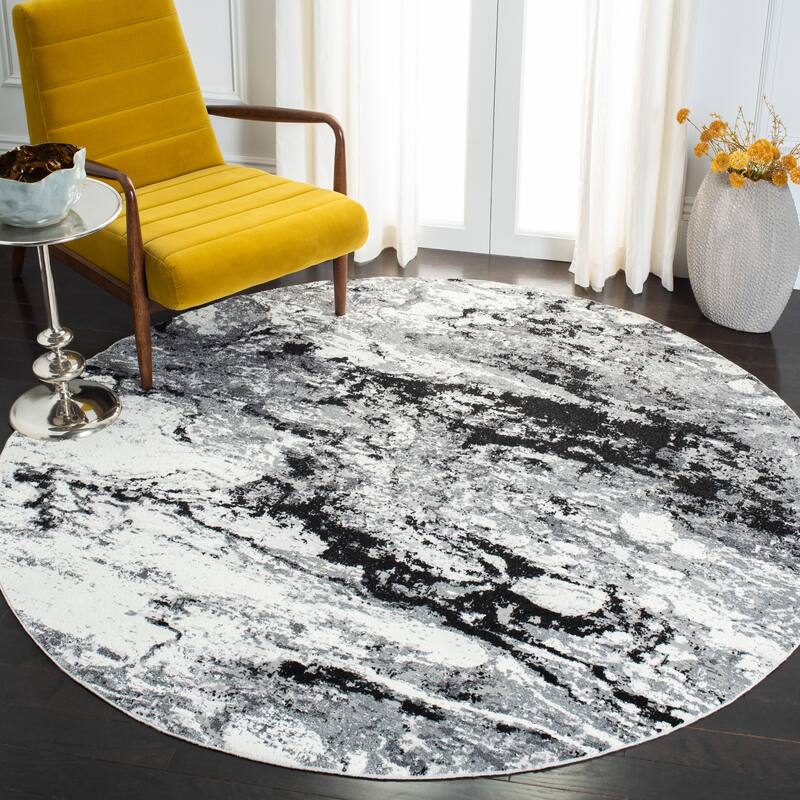 SAFAVIEH Lilypond Zorana Modern Abstract Rug - 6'7" Round - Grey/Dark Grey