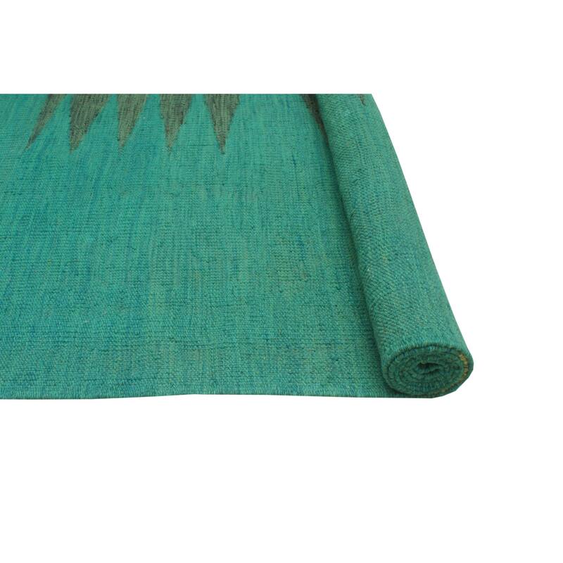 Noori Rug Winchester Kilim Rayna Turquoise/Grey Runner - 2'5" x 6'4"