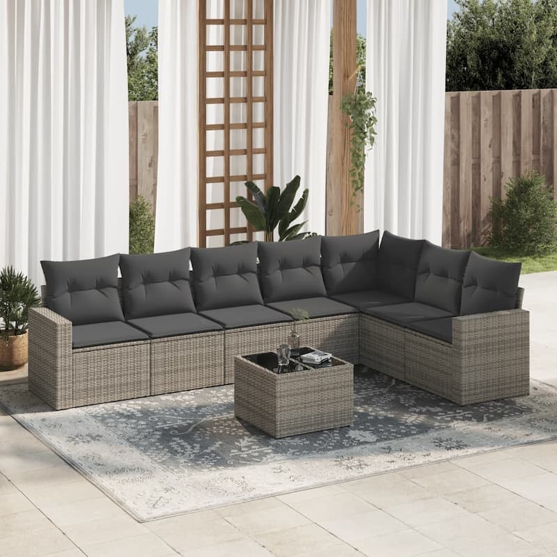 vidaXL Garden Sofa Set Grey PE rattan Large Modular Garden Sofa Set - 115.2 x 71.9 x 27.2