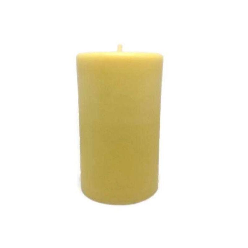 6" Golden Yellow Handmade Beeswax Pillar Candle