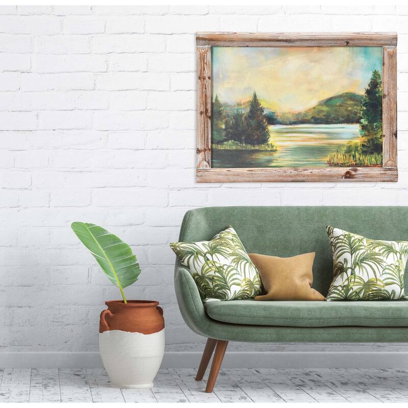 Vintage Reproduction Landscape Print with Solid Wood Frame - Multi-Color