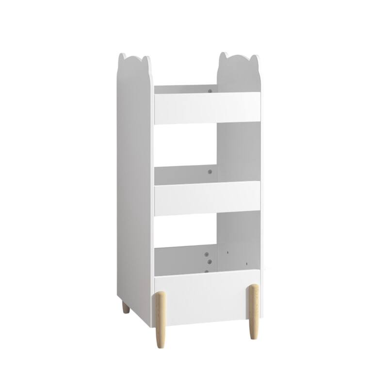 Kids Bookshelf with Chalkboard Side - Bear-Shaped Wooden Bookcase with 3-Tier Storage,Drawing Board