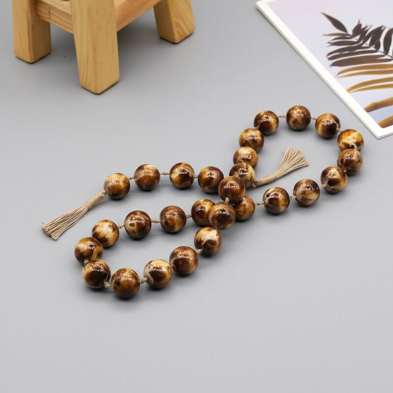 Resin Modern Decorative Beads with Jute Detailing and Textured Accents
