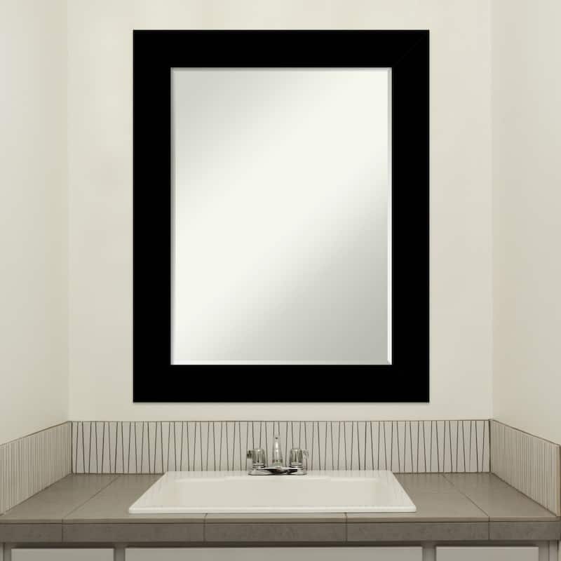 Basic Half-Inch-Bevel Wood Framed Bathroom Vanity Wall Mirror - Glass Size 18x24