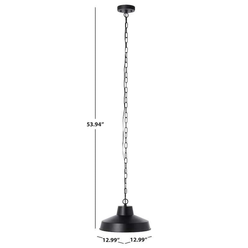 SAFAVIEH Lighting Fine 13" Retro Outdoor Pendant - 13" W x 13" D x 54" H - Black - 13Wx13Dx54H