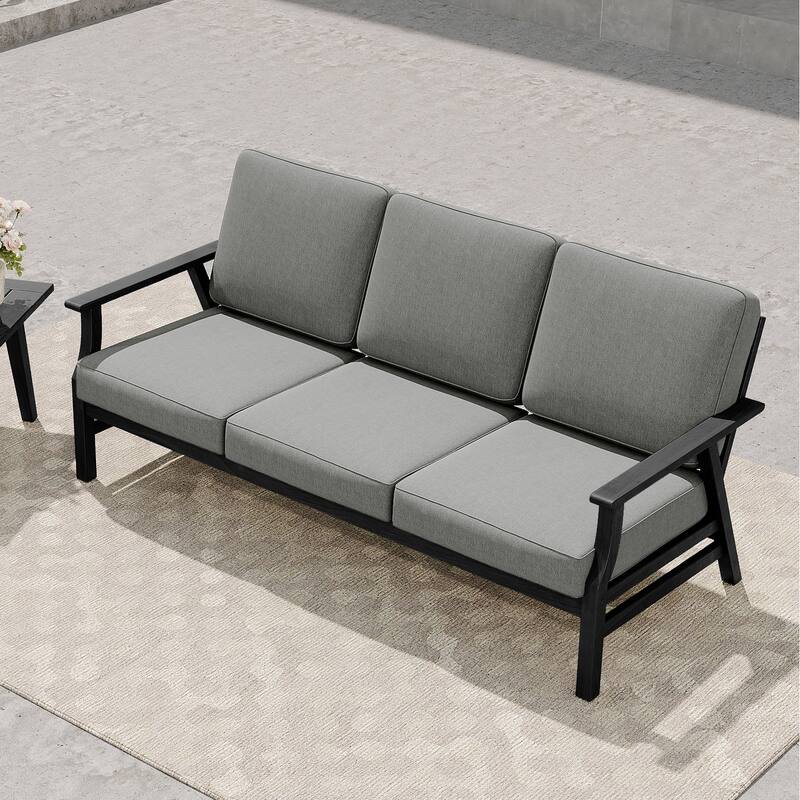 Casual Wood Cushioned 5-Piece Outdoor Patio Conversation Set