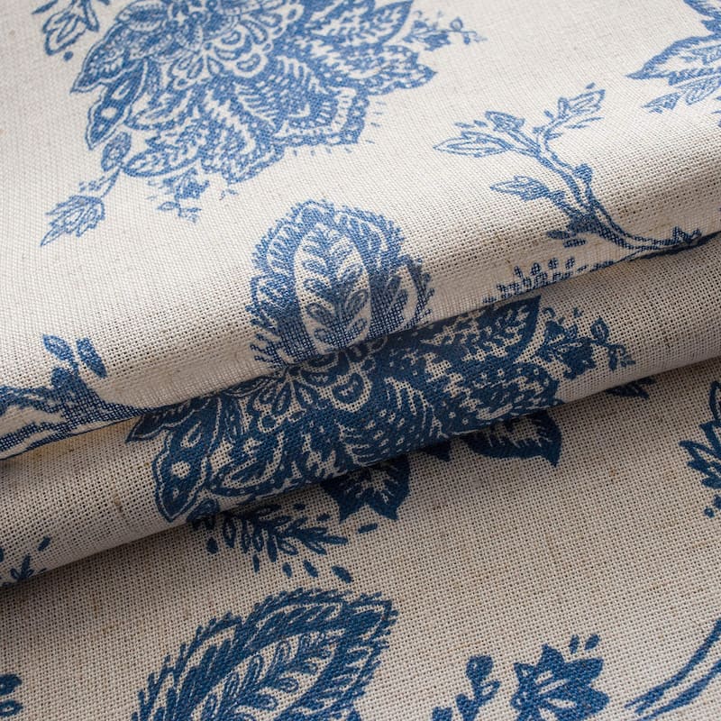 DriftAway Freda Jacobean Floral Linen Blend Lined Blackout Back Tabs Window Curtains