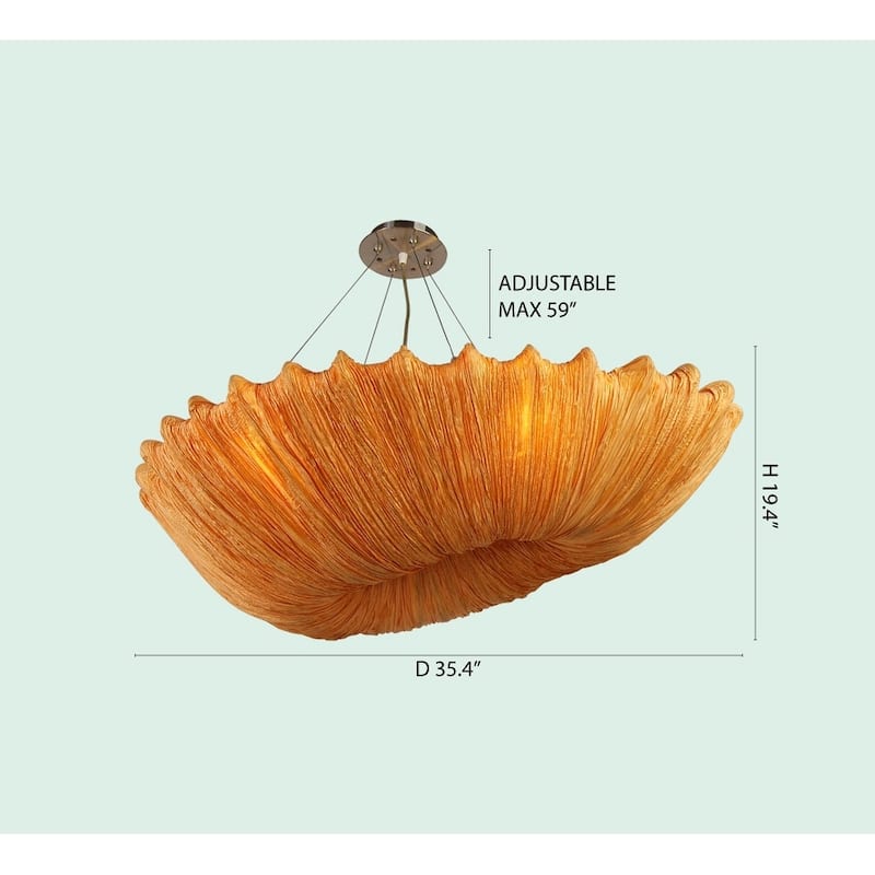 4-Light Orange Fabric Lighting Fixture