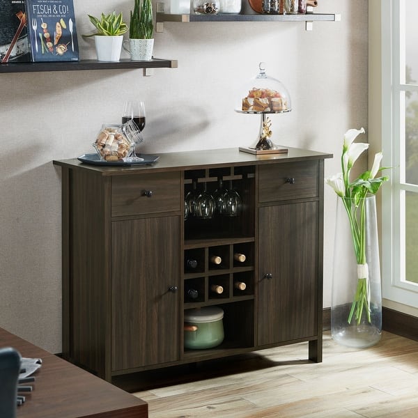 slide 2 of 12, Furniture of America Madrid Contemporary 5-shelf Buffet Wenge