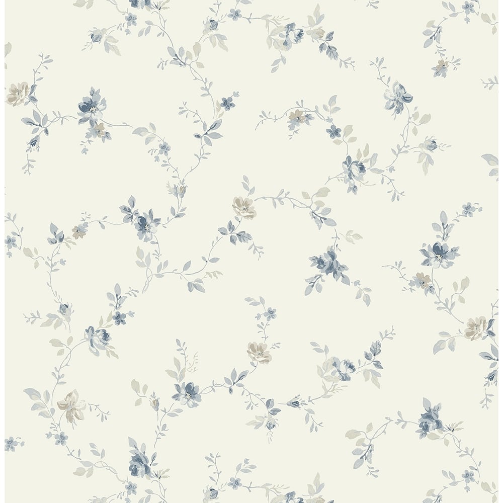 Seabrook Designs Ethelyn Floral Vine Unpasted Wallpaper