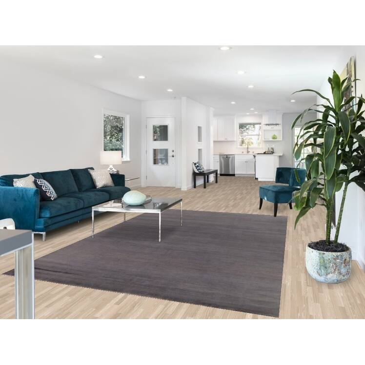 Modern Gray Blue Gabbeh Area Rug Handmade Wool Carpet - 6'7" x 9'8"