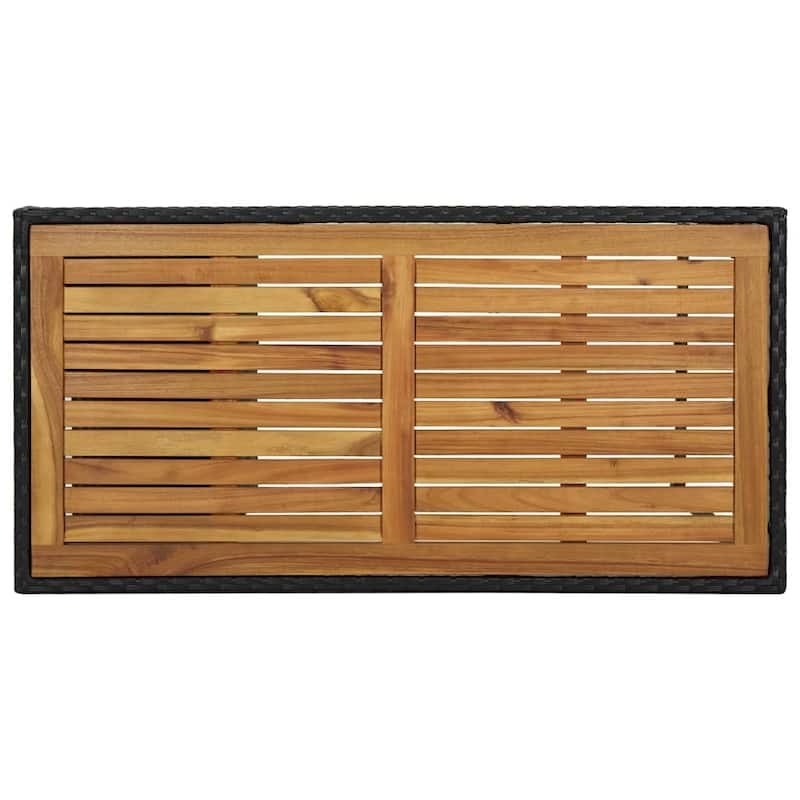 vidaXL Bar Table with Storage Rack Black 47.2"x23.6"x43.3" Poly Rattan