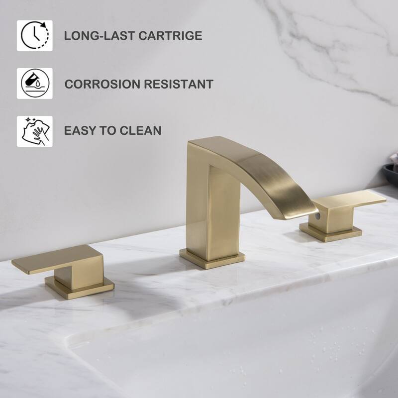 Rbrohant 5"H Waterfall Bathroom Faucet, Widespread 2-Handle Bathroom Sink Faucet for Sink 3 Hole