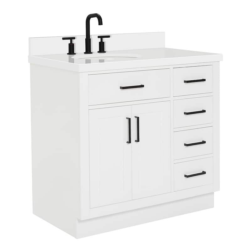 Ariel T037SLWQOVO Hepburn 37" Free Standing Single Basin Vanity Set
