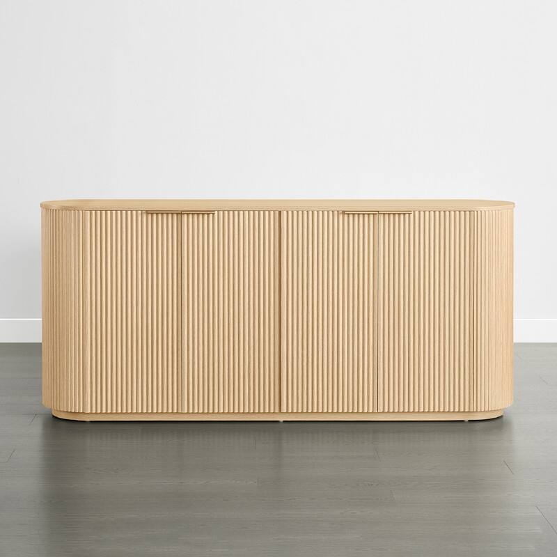 Spruce & Spring 70-inch Wide Modern Sideboard Cabinet with Semi-Cylindrical Columns