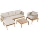 preview thumbnail 6 of 4, Outdoor 4-Piece Acacia Wood and Rope Patio Sofa Set