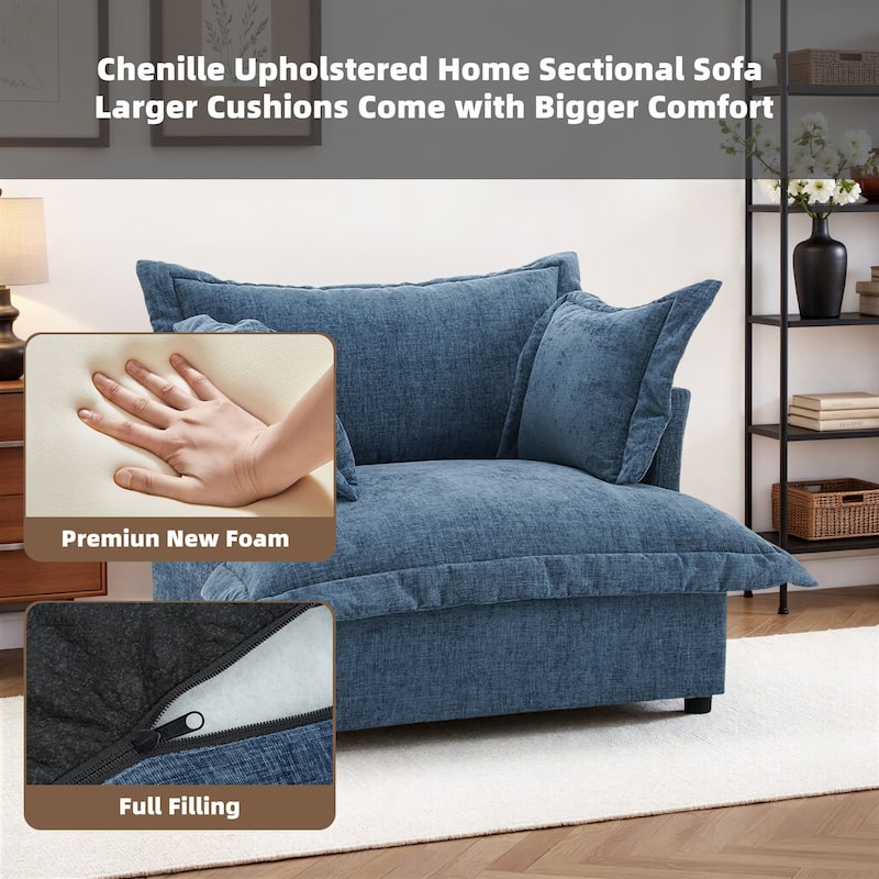 Double Layer Cushion Comfy Cloud Modular Sectional Sofa Couch Ottoman