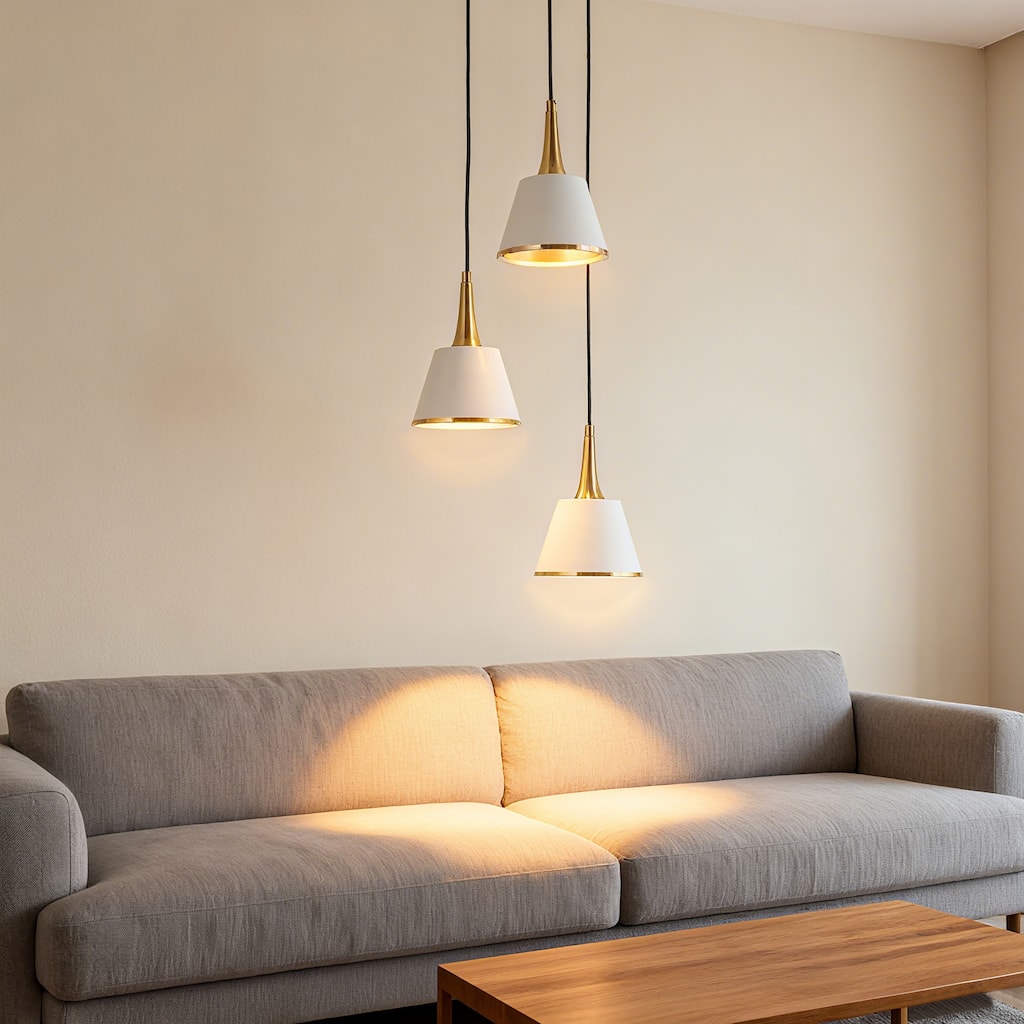 Nisa Modern Gold 3-Light Cluster Chandelier White Gold Metal Pendant for Kitchen Island Foyer