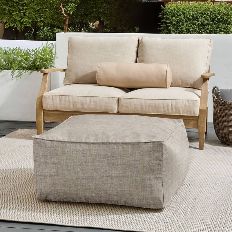 Sorra Home Sunbrella Outdoor Corded Solid Bean Pouf - Cast Silver