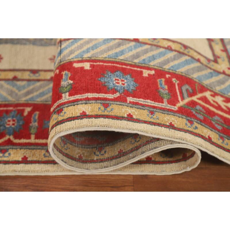 Traditional Kazak Area Rug Hand-Knotted Wool Carpet - 7'0" x 9'11"