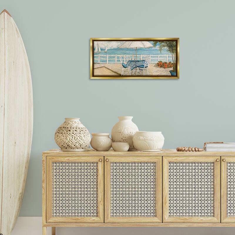 Stupell Coastal Restaurant Overlook Framed Floater Canvas Wall Art Design By Charlene Olson
