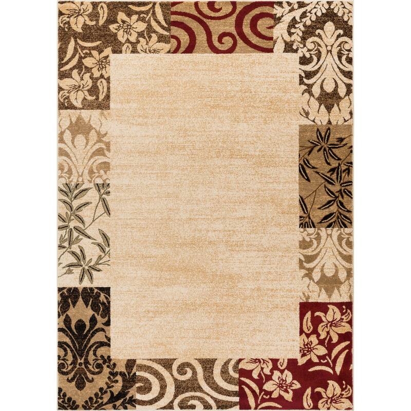 Well Woven Barclay Vane Willow Damask Floral Waves Modern Area Rug