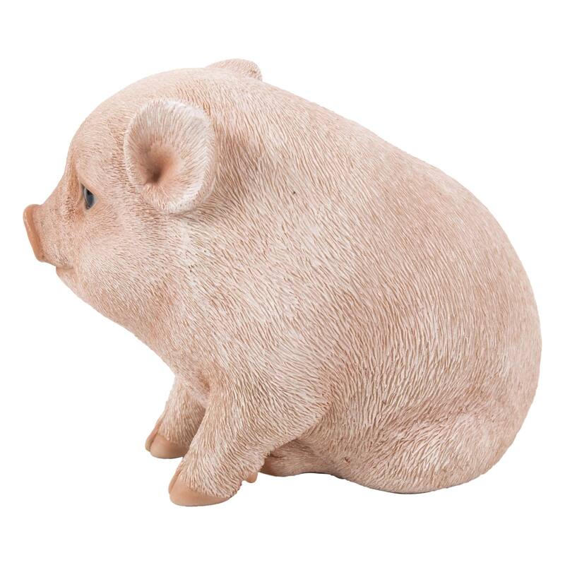 5.75" Chubby Piglet Sitting Outdoor Garden Statue