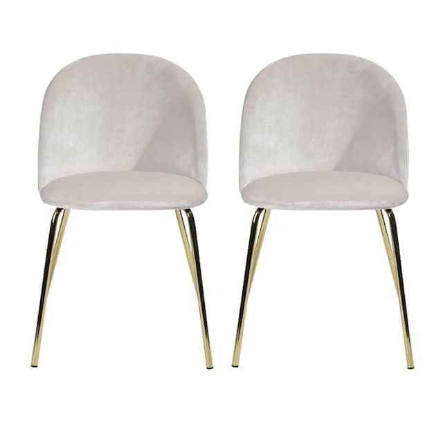 Carson Carrington Mid-Century Modern Velvet Dining Chair Set of 2 - White/ Gold