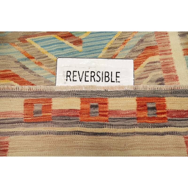 Hand Woven Oriental 100% Wool Carpet Southwestern Tribal Multi-Colored Kilim Area Rug - 4' 11'' X 3' 3''