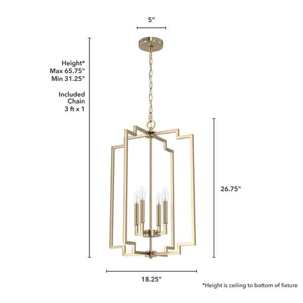 dimension image slide 1 of 5, Hunter Zoanne 4-Light Modern Pendant Hanging Light - Island, Entry, Dining - Geometric, Contemporary, Candle, Transitional