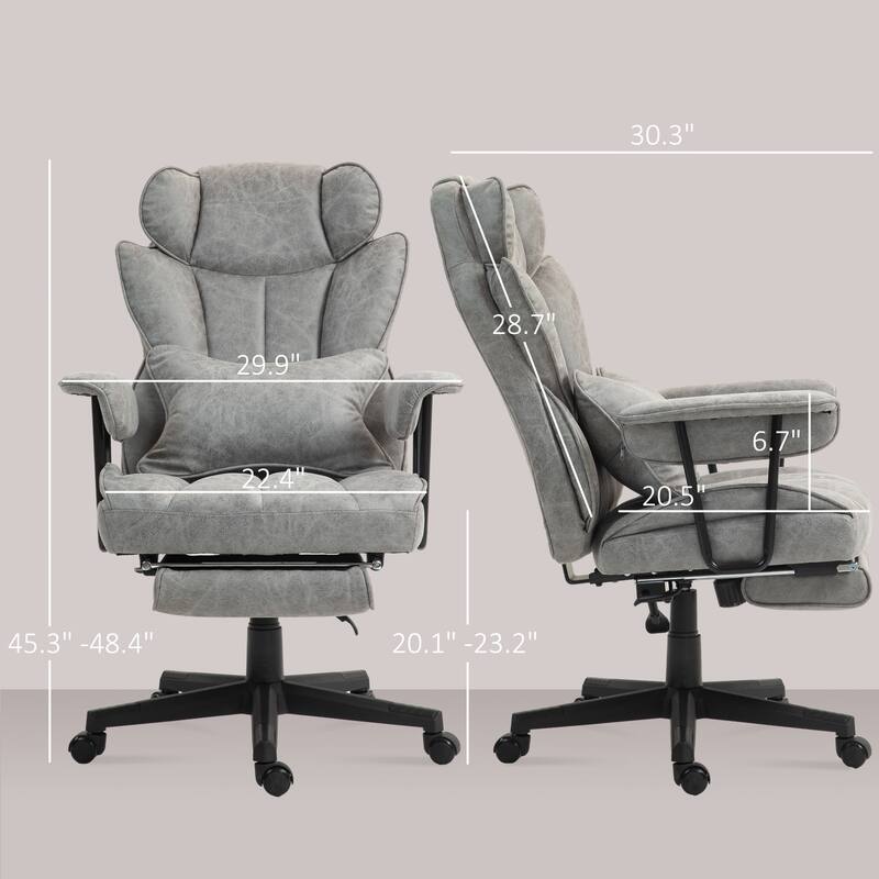 Retro Reclining Chair Ergonomic Chair with Lumbar Support, Gray Gaming Chair Computer Desk Chair with Footrest