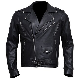 Shop Amerileather Men's Black Leather Biker Jacket - On Sale - Free ...