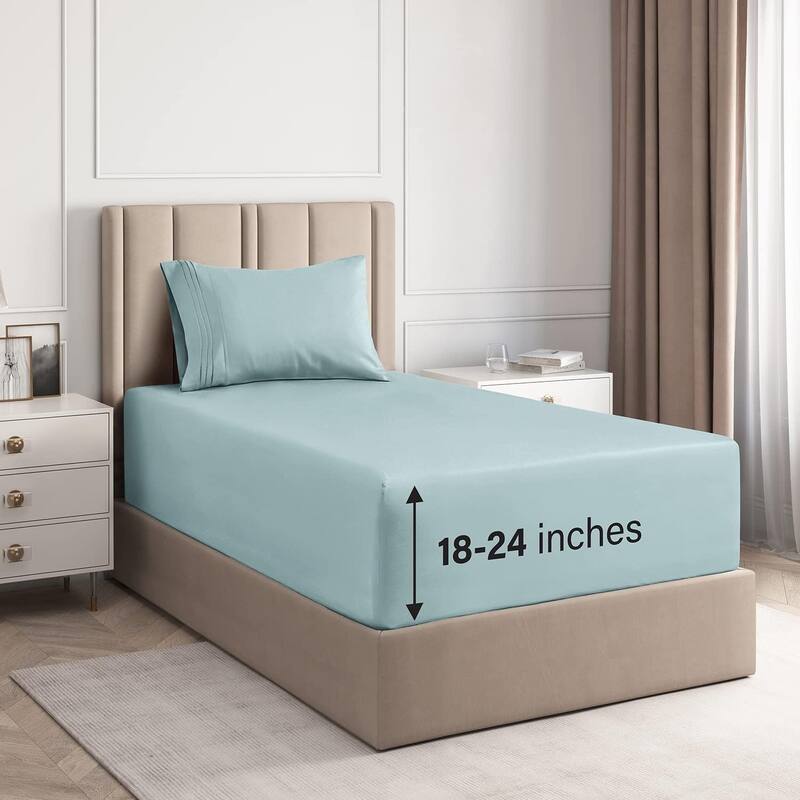 CGK Linens 4 Piece 100% Cotton Inch Extra Deep Pocket Bed Sheet Set