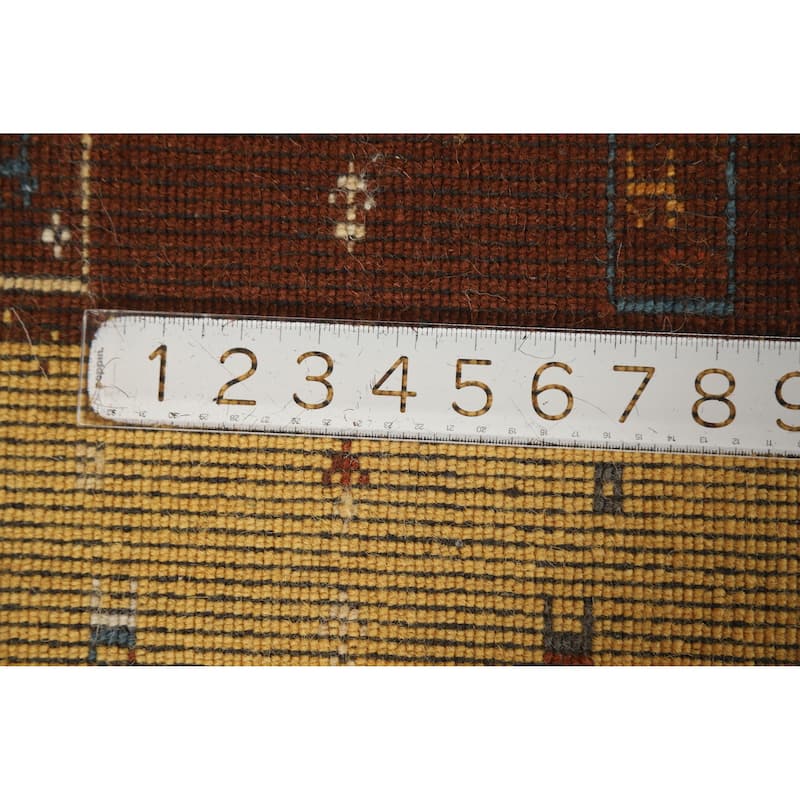 Hand Knotted Oriental 100% Wool Carpet Tribal Tribal Yellow & Gold Gabbeh Area Rug - 4' 4'' X 2' 5''