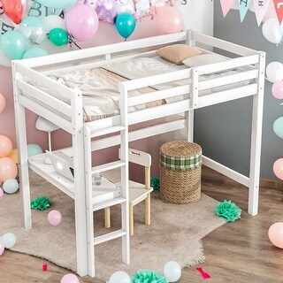 Twin Size Loft Bed with Built-in Desk and Safety and Guaranteed