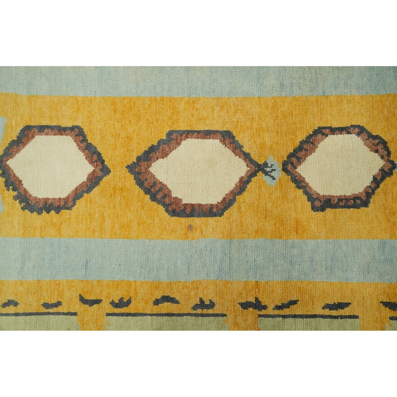 Geometric Wool Gabbeh Vegetable Dye Turkish Area Rug Handmade Wool Carpet - 9' 3'' X 6' 1''