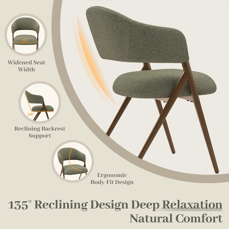 Modern Reclining Dining Chairs, 135° Back & 18.9" Wide Seat with Thick Cushion