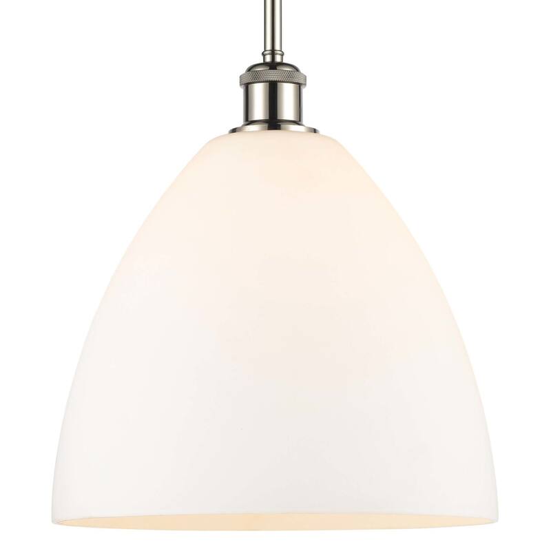 Innovations Lighting 516-1S-13-12 Bristol Pendant Bristol 12" Wide - Polished Nickel / Matte White