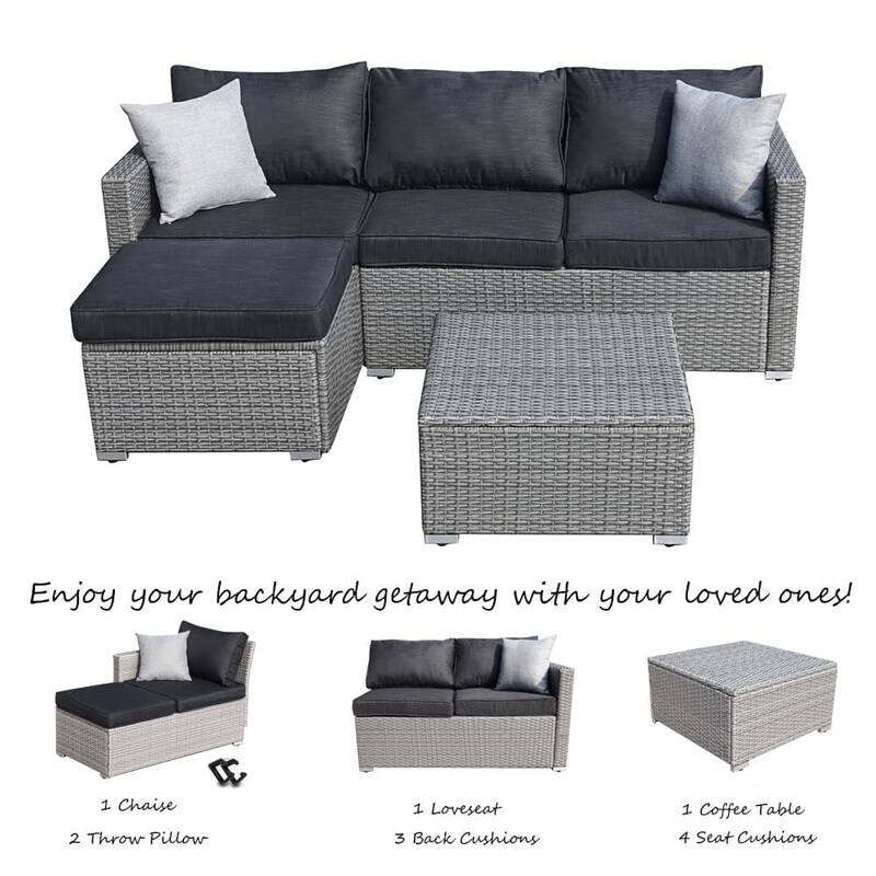 3 Piece Patio Conversation Sets Outdoor Couch Patio Furniture Sectional Wicker Sofa Set