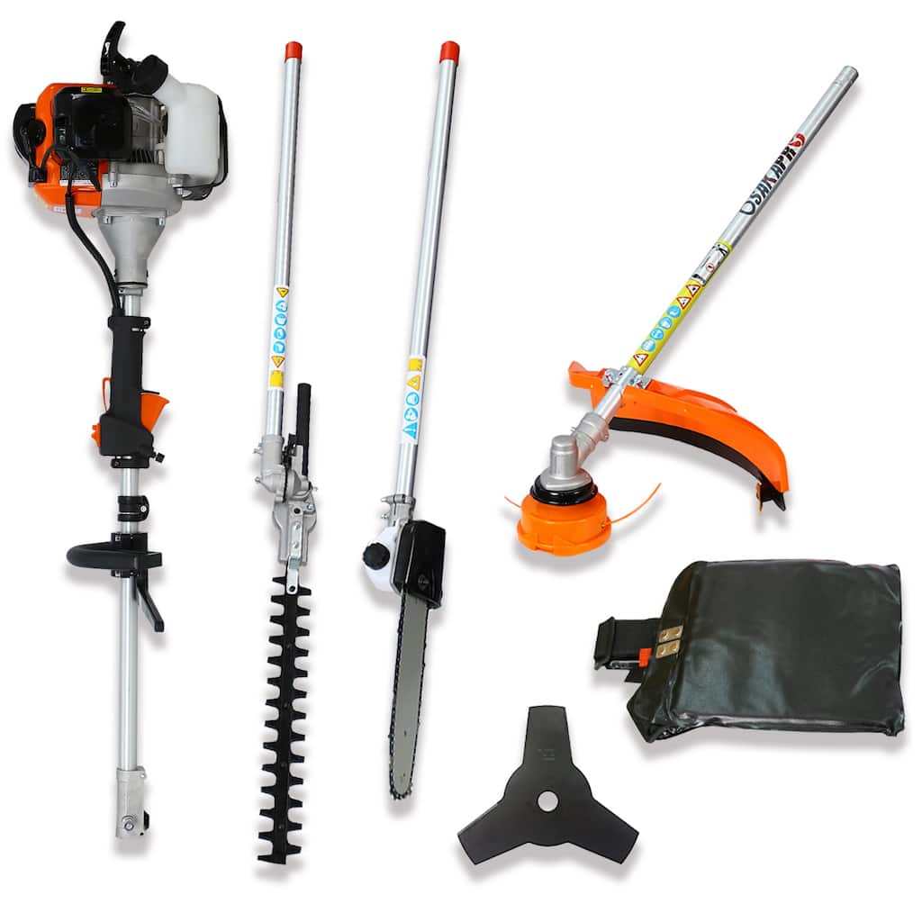 4 in 1 Multi-Functional Trimming Tool, 52CC 2-Cycle Garden Tool System with Gas Pole Saw, Hedge Trimmer, Grass Trimmer