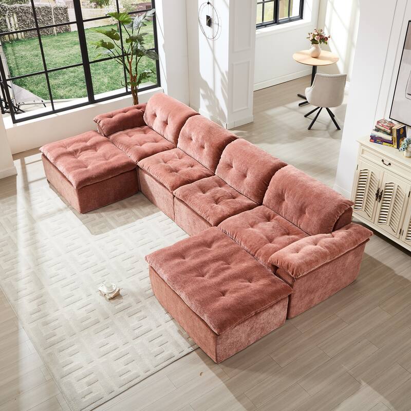 Modular Convertible Cushioned Sleeper Sofa Set