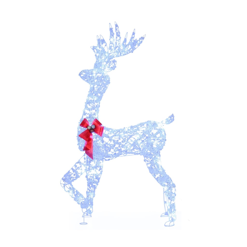 Gymax 5 FT Outdoor Pre-Lit Christmas Reindeer w/100 LED Lights Holiday - Multi-Color